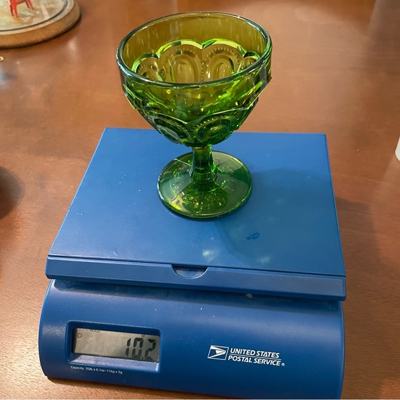 Green LE Smith Moon and Stars Champagne Coupe Sherbet Votive Glass Vintage L.E. - Picture 10 of 10